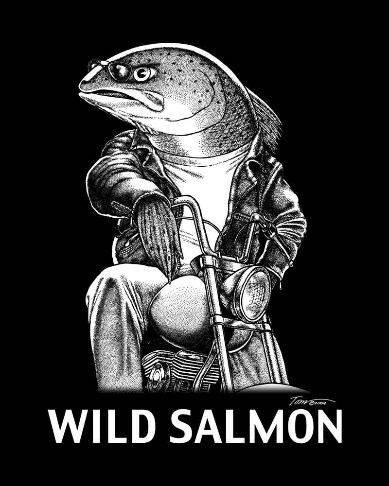 Wild Salmon on a motorcycle